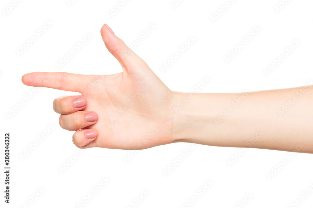 Female hand gesture isolated on white background Female hand gesture isolated on white background