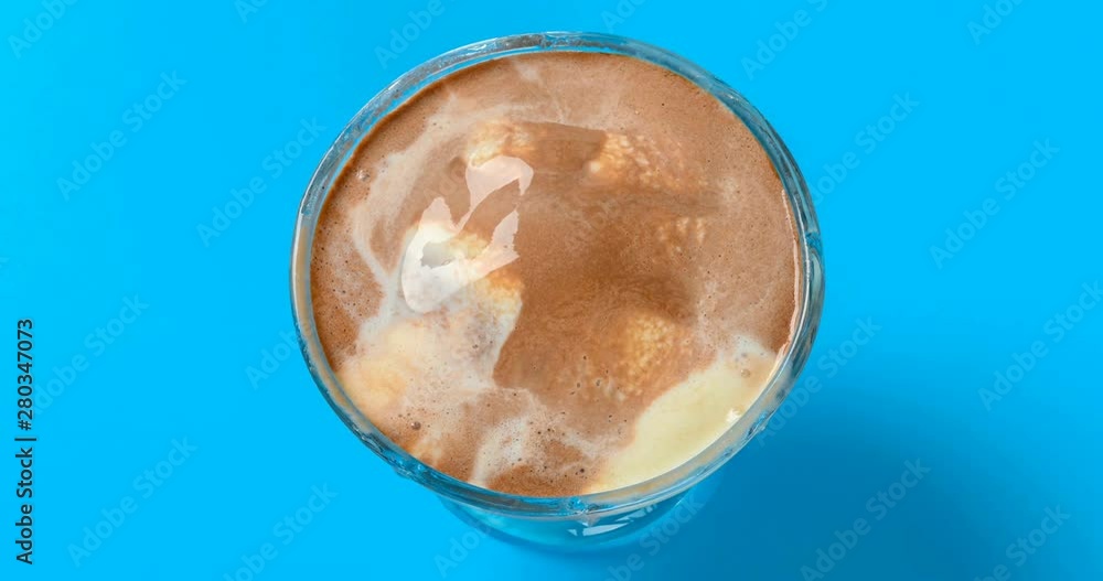 chocolate and vavanilla flavors ice cream balls melting in a cup timelapse 4K chocolate and vavanilla flavors ice cream balls melting in a cup timelapse 4K