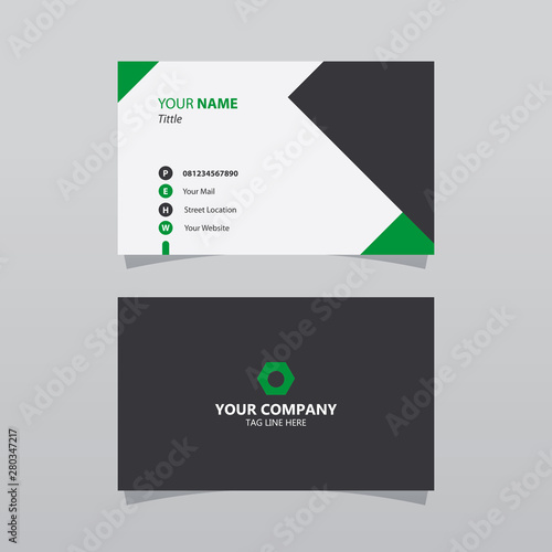 Modern green bussines card template. Elegant element composition design with clean concept.