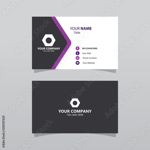 Modern purple bussines card template. Elegant element composition design with clean concept.