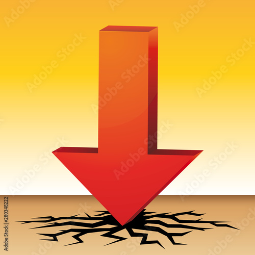 Red arrow. Extreme temperature. Drought. Climatic warming vector illustration.,