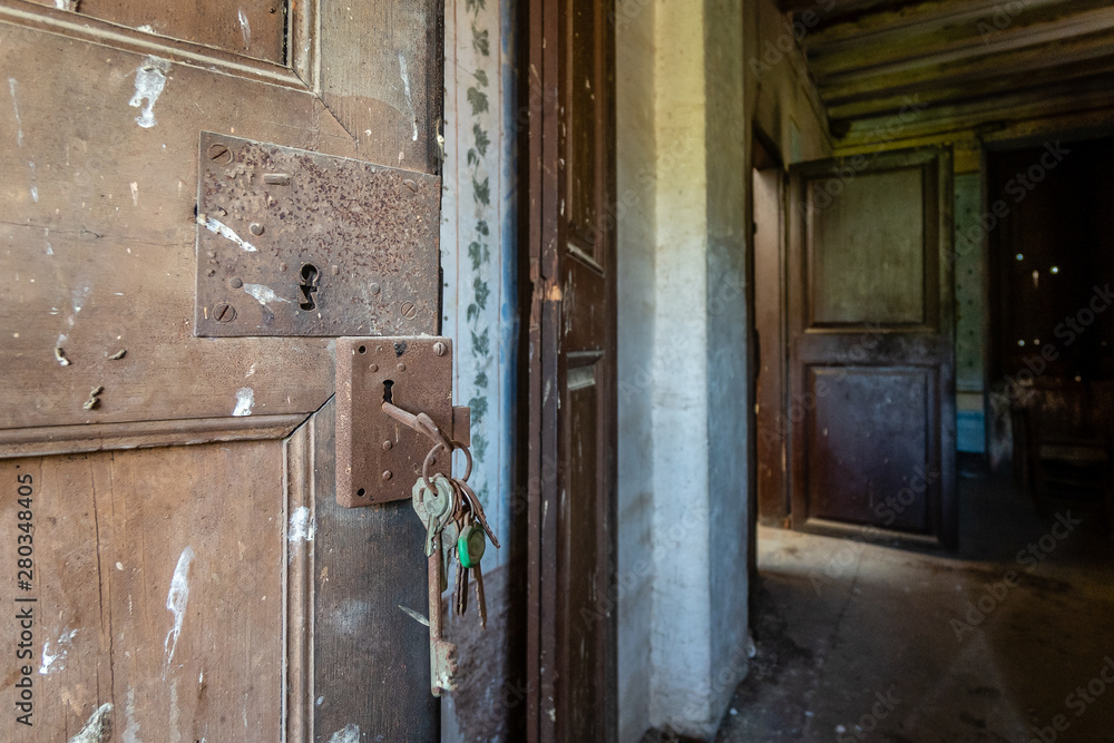 door with keys in old house door with keys in old house