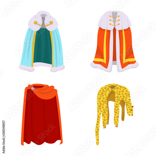 Isolated object of cloak and clothes logo. Collection of cloak and garment stock vector illustration.