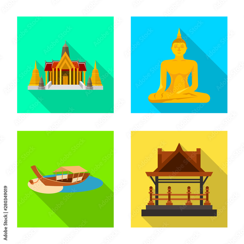 Vector illustration of journey and exotic logo. Collection of journey and national stock vector illustration.