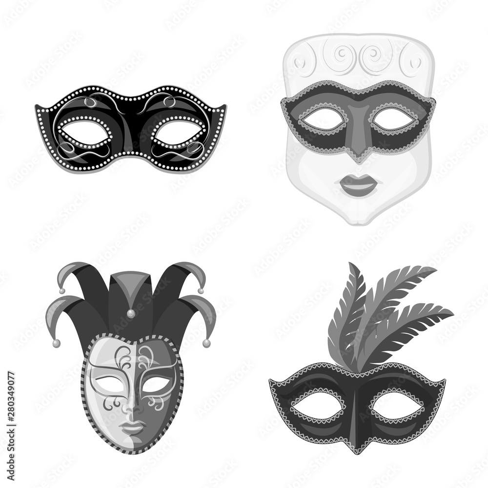 Vector design of Venezia and festival sign. Set of Venezia and celebration stock vector illustration. Vector design of Venezia and festival sign. Set of Venezia and celebration stock vector illustration.