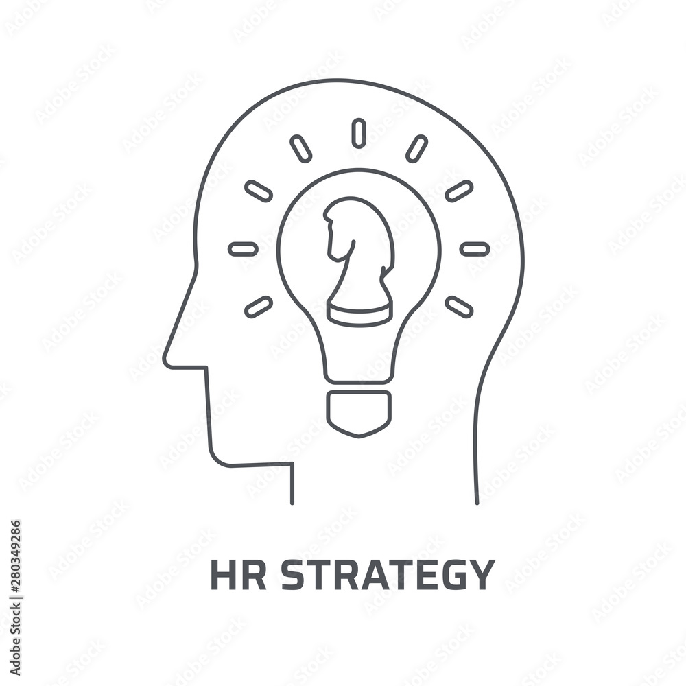HR strategy icon. Trendy modern flat linear vector hr strategy icon on white background from thin line general collection, editable outline stroke vector illustration HR strategy icon. Trendy modern flat linear vector hr strategy icon on white background from thin line general collection, editable outline stroke vector illustration