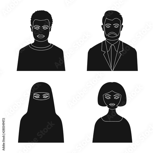 Vector design of photo and character icon. Collection of photo and face stock symbol for web.