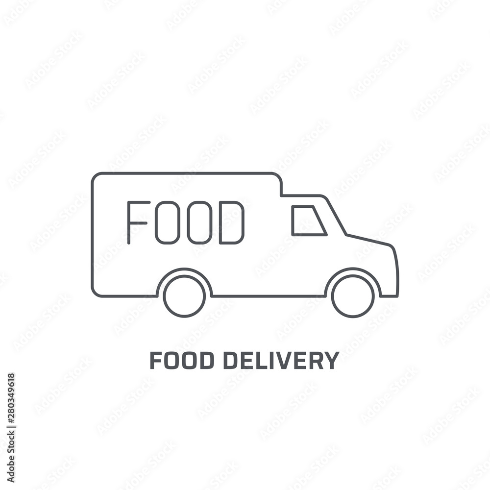 Food delivery icon. Trendy modern flat linear vector food delivery icon on white background from thin line general collection, editable outline stroke vector illustration