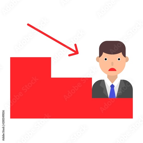 Businessman icon going down the stairs vector illustration, flat style icon