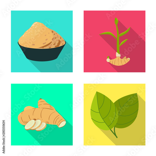 Vector design of fresh and product sign. Set of fresh and asian stock vector illustration.