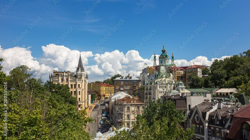 Andrew’s Descent with St. Andrew’s Church in Kyiv, Ukraine. 4k time lapse Andrew’s Descent with St. Andrew’s Church in Kyiv, Ukraine. 4k time lapse