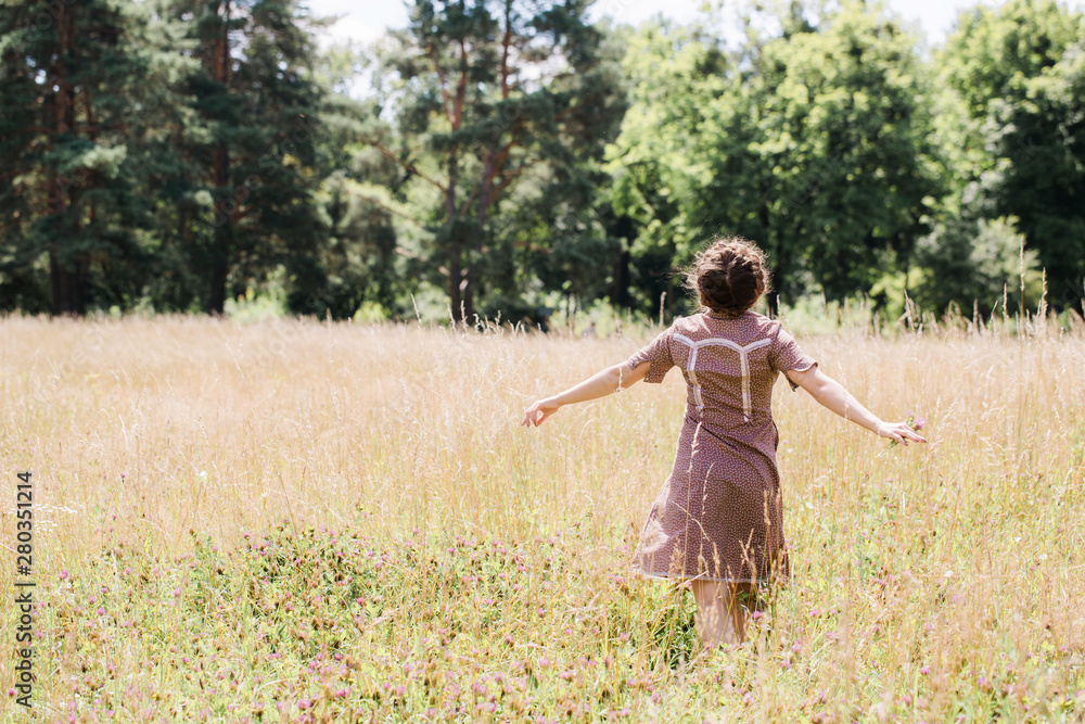 beautiful girl dancing in the field beautiful girl dancing in the field