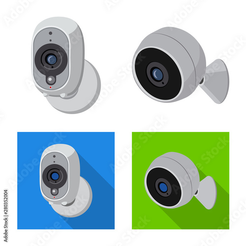 Isolated object of cctv and camera symbol. Set of cctv and system stock symbol for web.