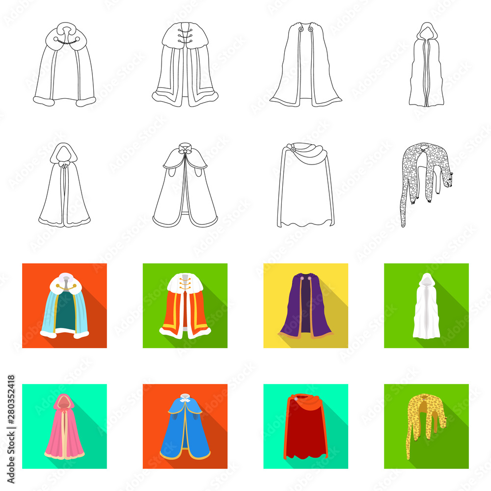 Vector illustration of material and clothing sign. Set of material and garment stock vector illustration. Vector illustration of material and clothing sign. Set of material and garment stock vector illustration.