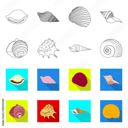 Vector illustration of animal and decoration icon. Set of animal and ocean stock symbol for web.