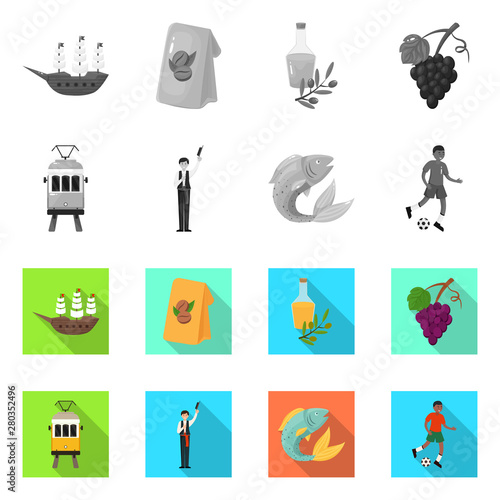 Vector illustration of and historic symbol. Collection of and country vector icon for stock.