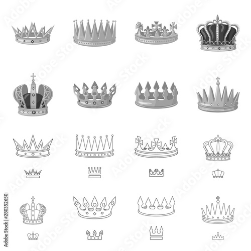 Vector illustration of medieval and nobility icon. Set of medieval and monarchy stock symbol for web.