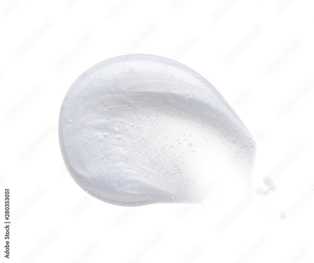 Pearly white smears and texture of face cream or acrylic paint isolated on white background Pearly white smears and texture of face cream or acrylic paint isolated on white background