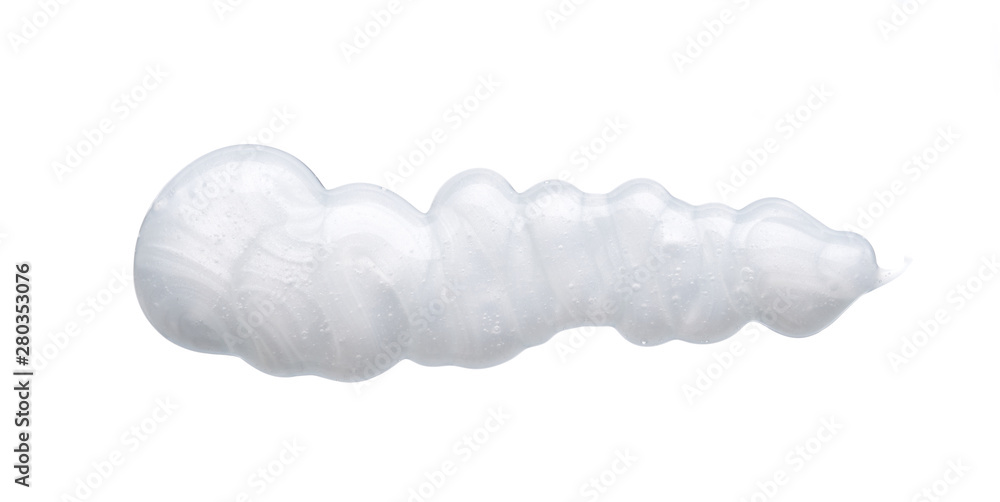 Pearly white smears and texture of face cream or acrylic paint isolated on white background Pearly white smears and texture of face cream or acrylic paint isolated on white background