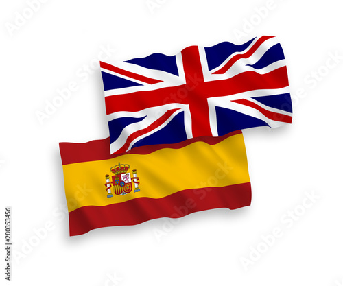 Flags of Great Britain and Spain on a white background