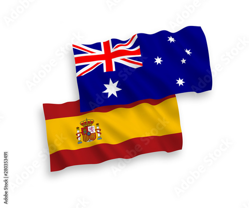 Flags of Australia and Spain on a white background