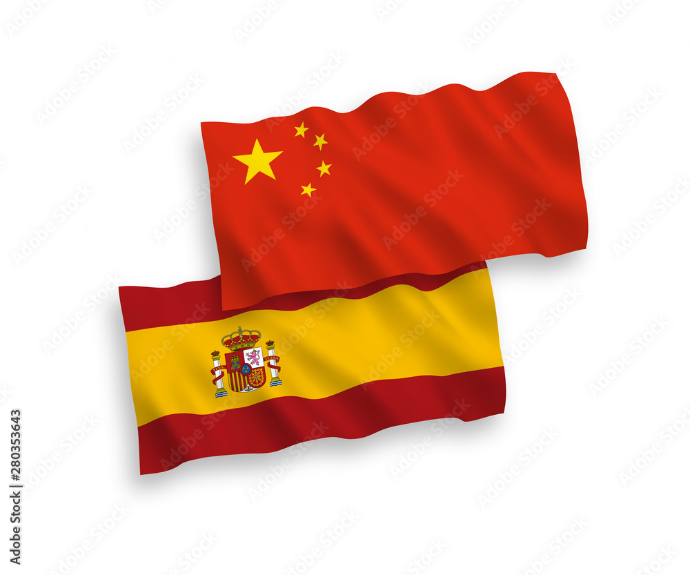 Flags of Spain and China on a white background Flags of Spain and China on a white background