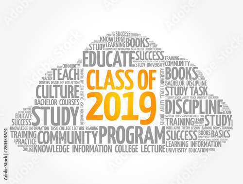 CLASS OF 2019 word cloud collage, education concept background