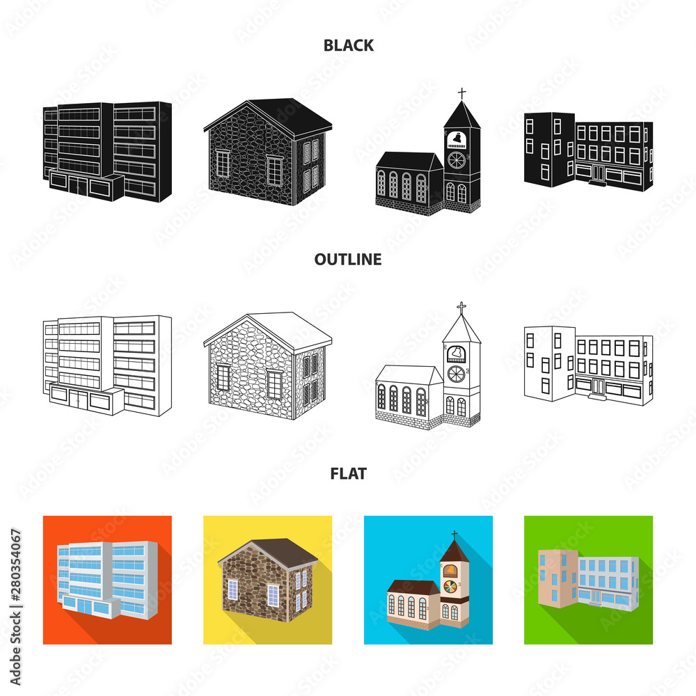 Vector design of facade and housing icon. Set of facade and infrastructure vector icon for stock.