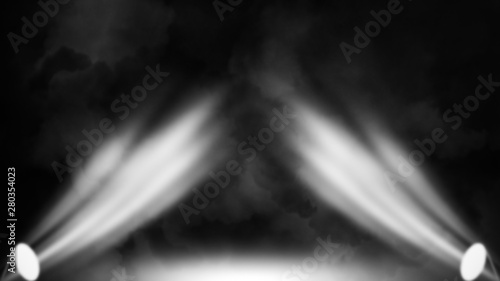 Abstract spotlight with smoke mist fog on a black background. Texture background for graphic and web design. Design element.
