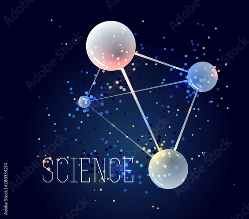 Fototapeta Naklejka Na Ścianę i Meble -  Molecules vector illustration, science chemistry and physics theme abstract background, micro and nano science and technology theme, atoms and microscopic particles.