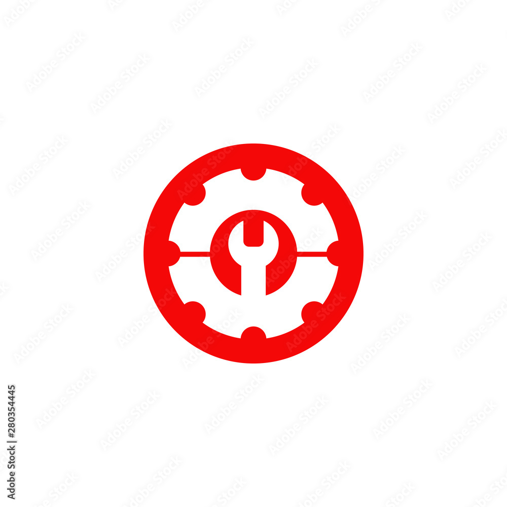 Industrial company logo design vector template with gear icon Industrial company logo design vector template with gear icon