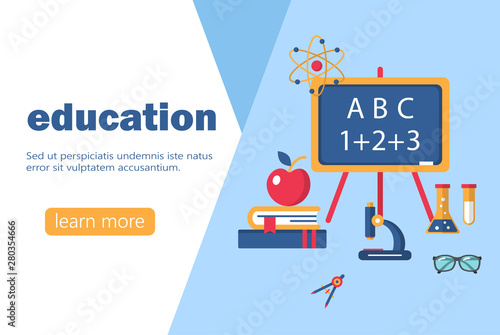 education and learning banner flat design template