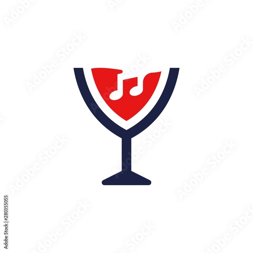 whine music glass icon logo template vector
