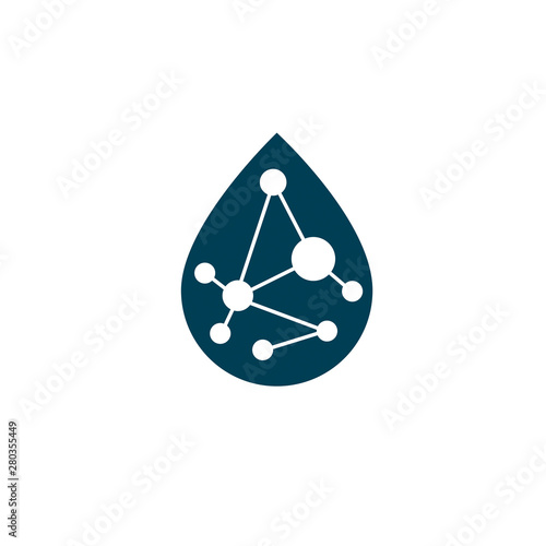 Vector model of molecule created with lines connected, mesh. Molecular genetics conceptual illustration isolated on white.