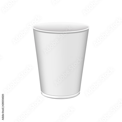 White Plastic Cup For Single Use - Vector Illustration - Isolated On White Background