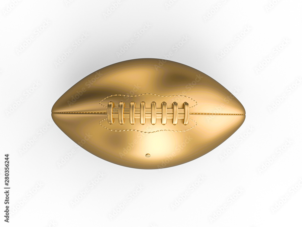 3d render of american football ball in gold color - obrazy, fototapety, plakaty 