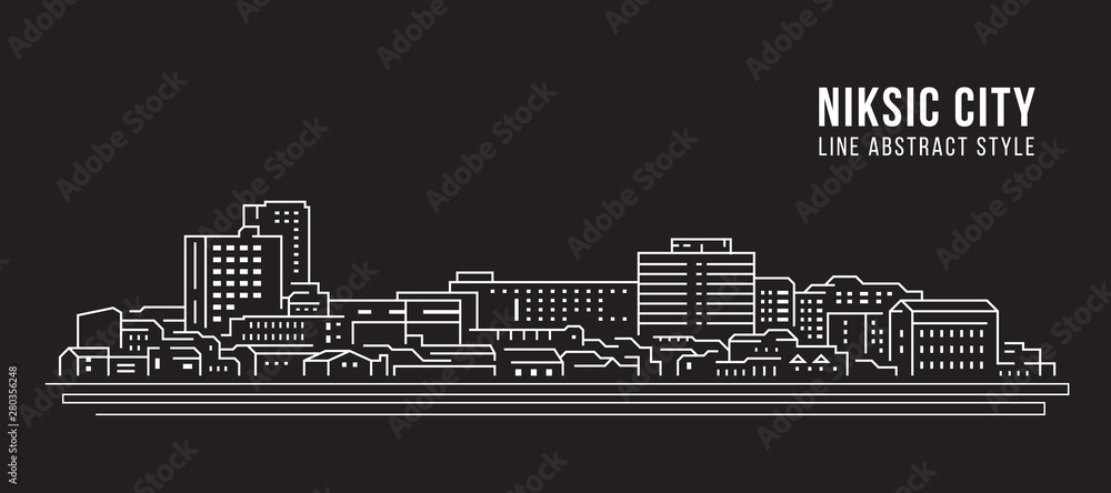 Cityscape Building Line art Vector Illustration design - Niksic city