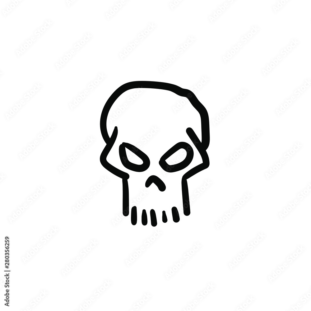 Hand drawn skull. Simple vector icon