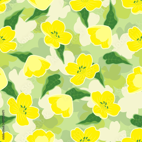 creative pattern with flowers of rape