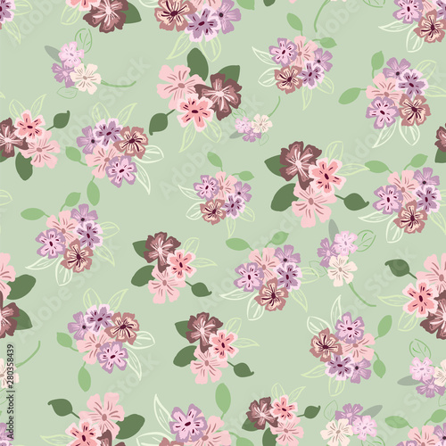 Abstract seamless pattern of cute hand painted simple flowers © Rinitka