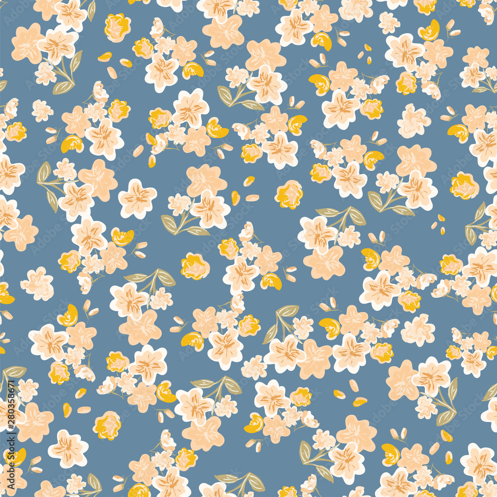 Abstract seamless pattern of cute hand painted simple flowers Abstract seamless pattern of cute hand painted simple flowers