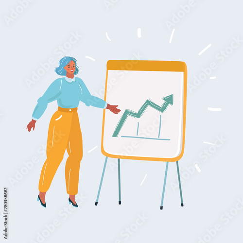 Business plan explained on flipchart by CEO to employees