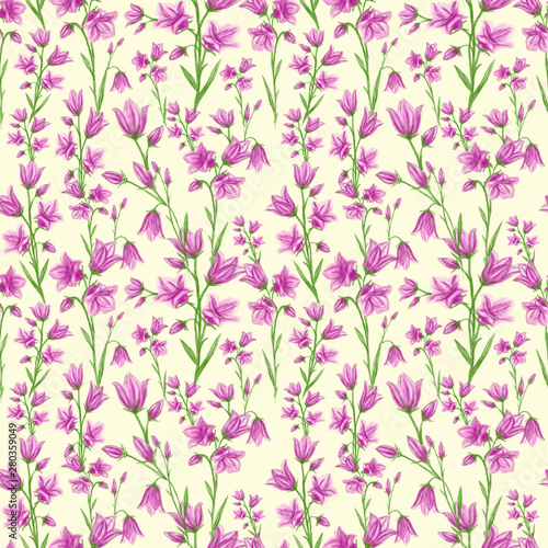 Pattern with flowers bells. Beautiful bright pattern. Suitable for printing on fabric and paper.