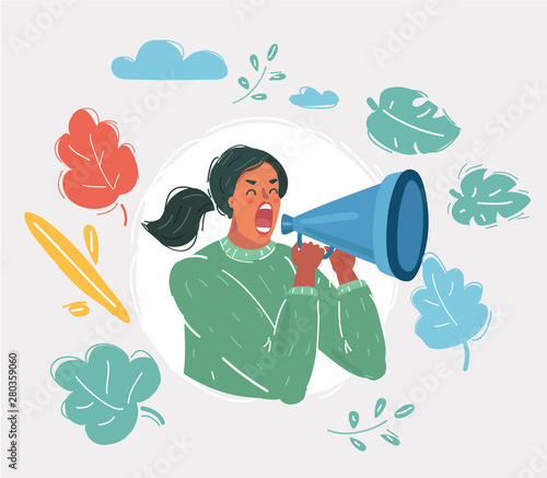 Woman shouting with a megaphone