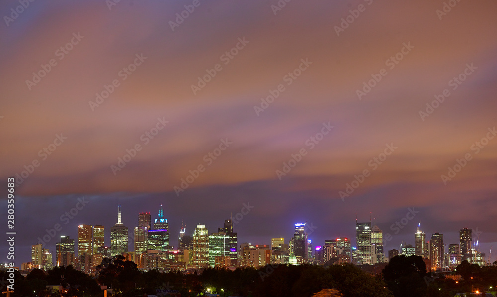 Fototapeta premium Melbourne Skyline bei Nacht