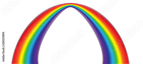 Colorful realistic multicolored rainbow. Natural arcuate phenomenon in the sky. Vector Illustration.