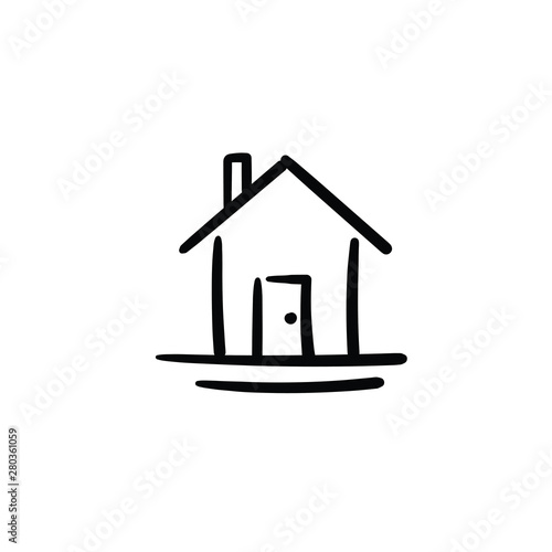 Hand drawn house. Simple vector icon