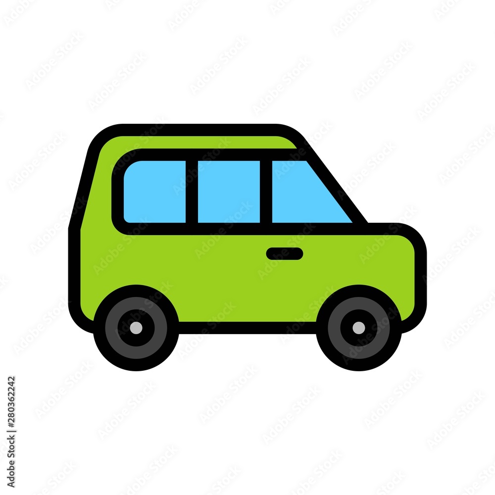 Editable outline icon of car transport in flat design.