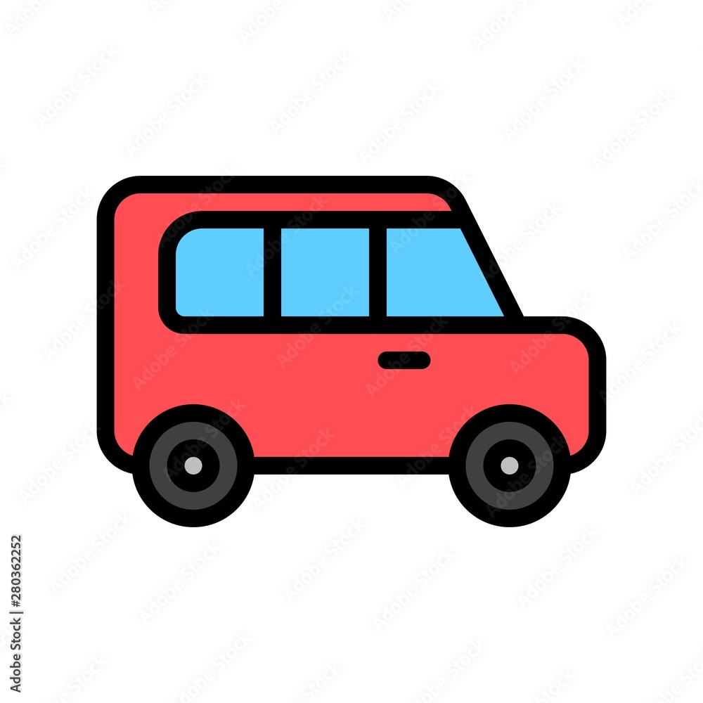 Transport car icon of editable flat design.