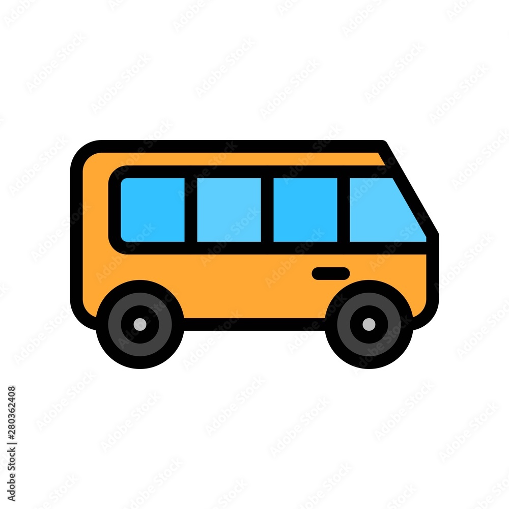 transportation bus editable outline icons, flat design transportation bus editable outline icons, flat design